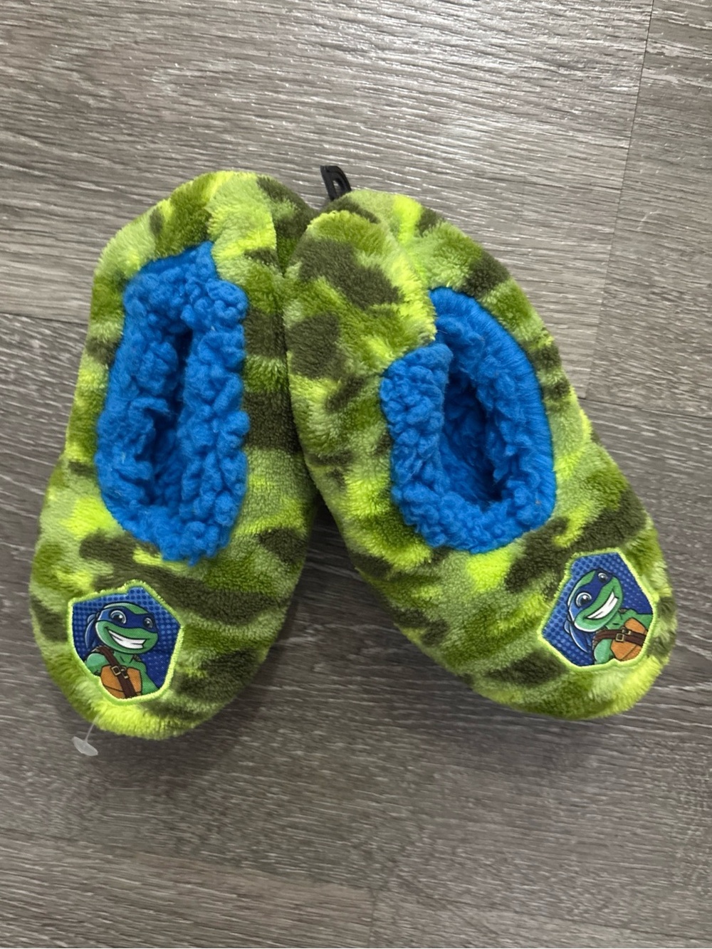 TMNT Teenage Mutants Ninja Turtles Kids Toddler Green Camo Plush Slippers